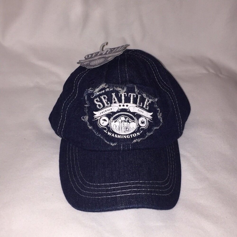 Seattle Washington Emerald City Adjustable Denim Baseball Cap Hat